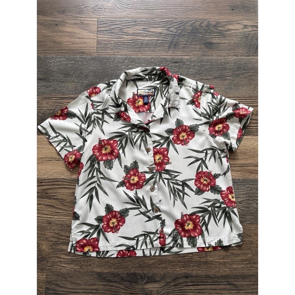Havana Jacks Cafe Hawaiian Shirt XL Rayon Hibiscus Floral Tropical Camp